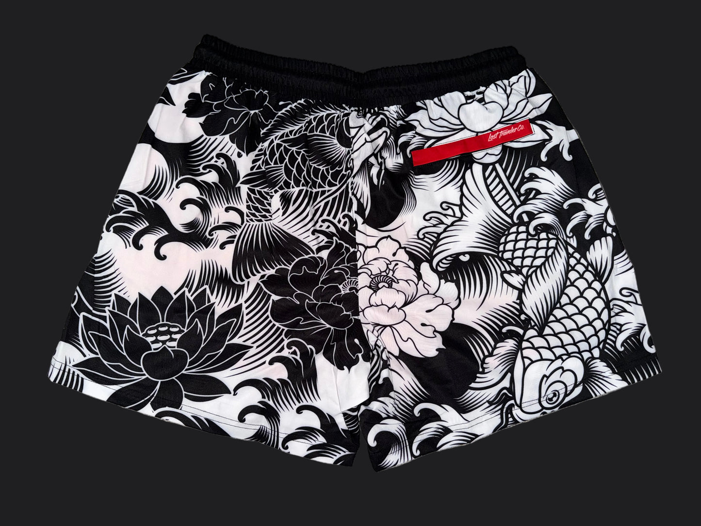 Black & White Koi Men's 5" Shorts