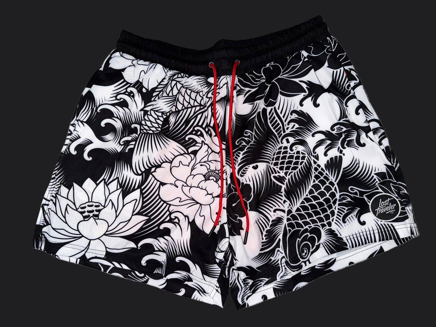Black & White Koi Men's 5" Shorts