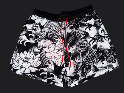 Black & White Koi Men's 5" Shorts