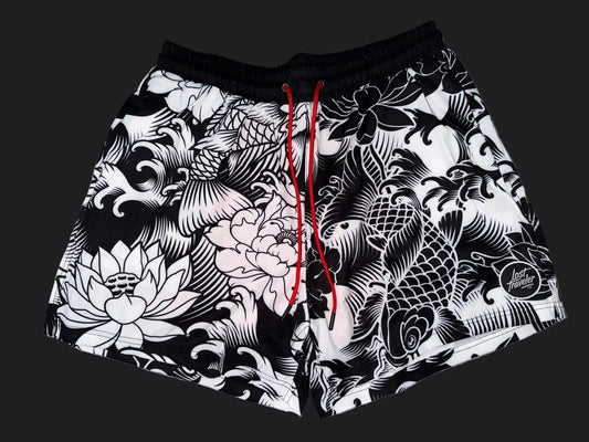 Black & White Koi Men's 5" Shorts