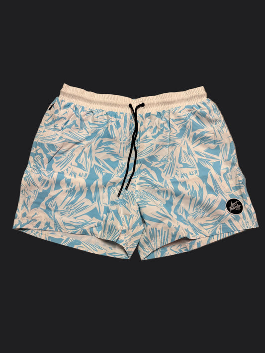 Aqua Blue Floral Men's 5" Shorts