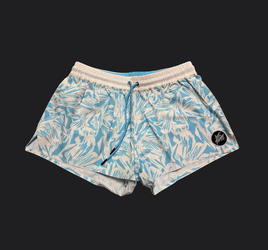Aqua Blue Floral 3" Women's Short