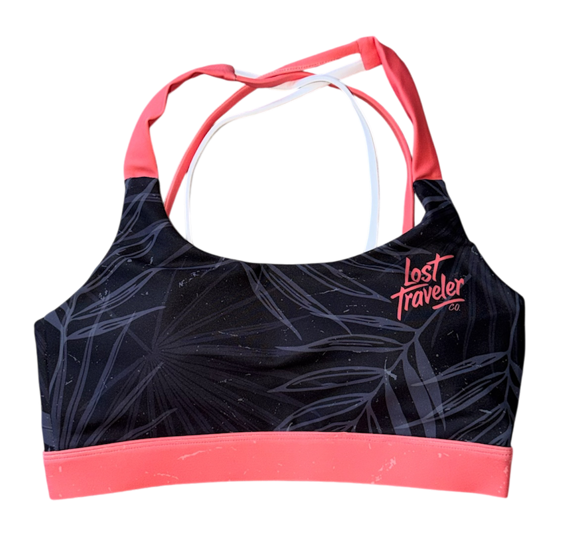 Coral Palm Sports Bra