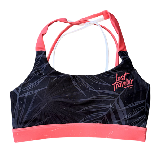 Coral Palm Sports Bra